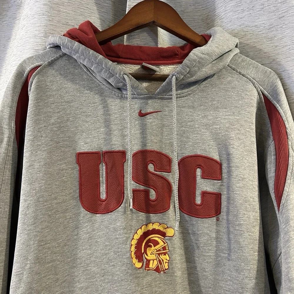 VTG USC Trojans Nike Hoodie‎ - Authentic Nike Team - Center Swoosh - Unisex Sz L